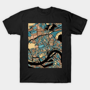 Rotterdam Map Pattern in Mid Century Pastel T-Shirt